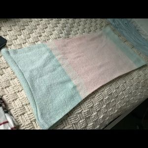 Light orange, cream, light green infinity scarf